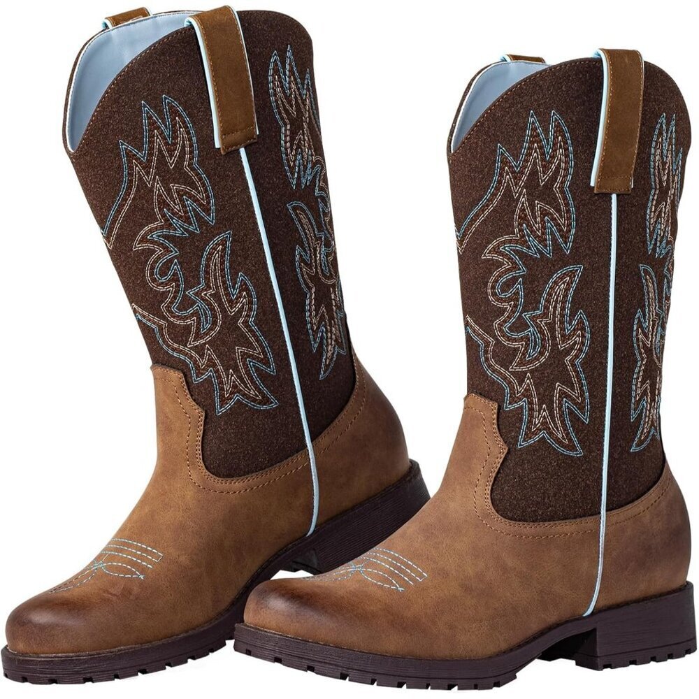 SheSole Women Brown Western Cowboy Slip Resistant Cowgirl Work Boots